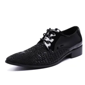 Animal Pattern Pointed Lace Up Formal Shoes