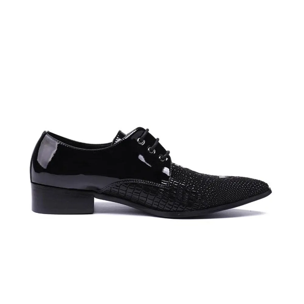 Animal Pattern Pointed Lace Up Formal Shoes