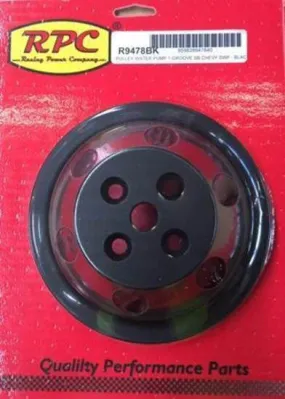 Black Aluminium Water Pump Upper Pulley, Single Groove , 6.60" Dia, 1.75" Bolt C