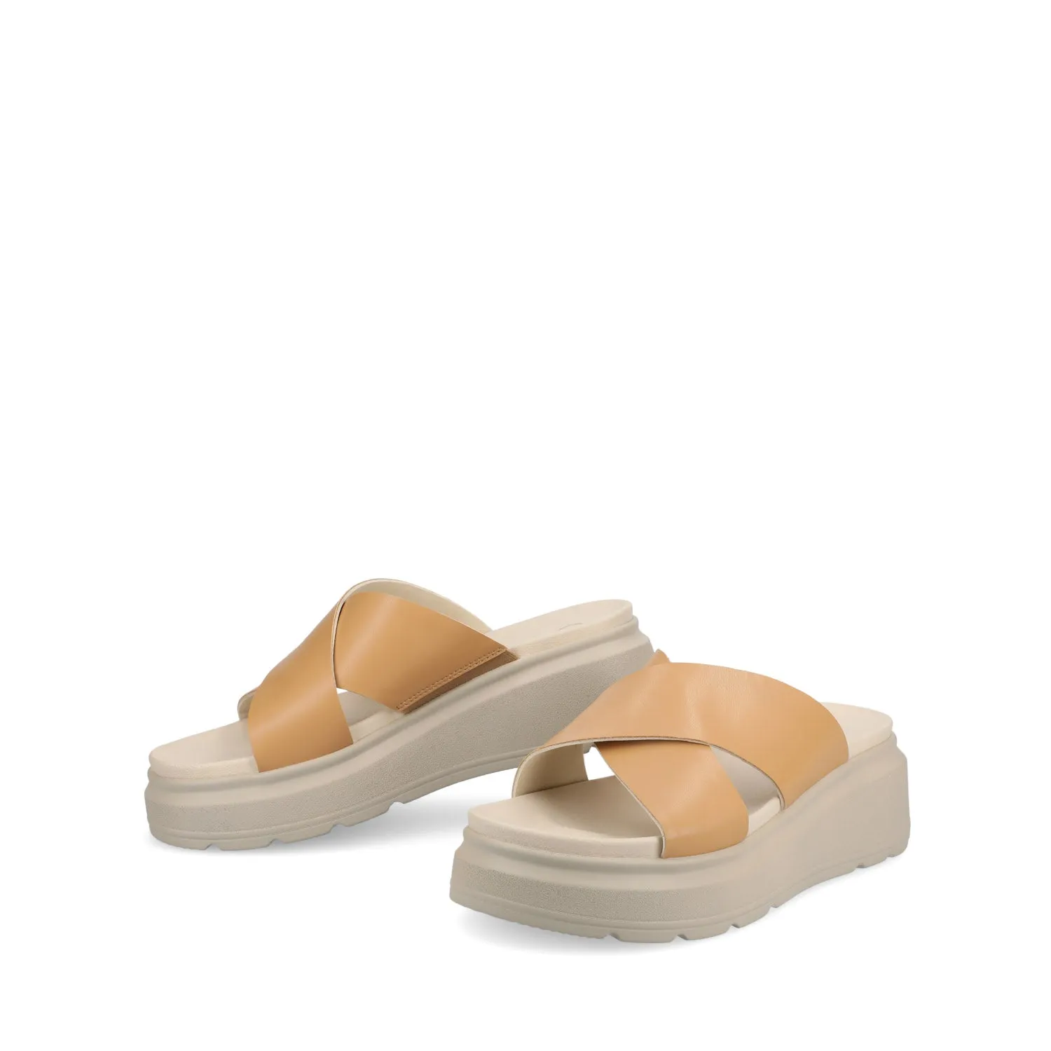 CATHIE CRISSCROSS SLIP ON WEDGE SANDALS