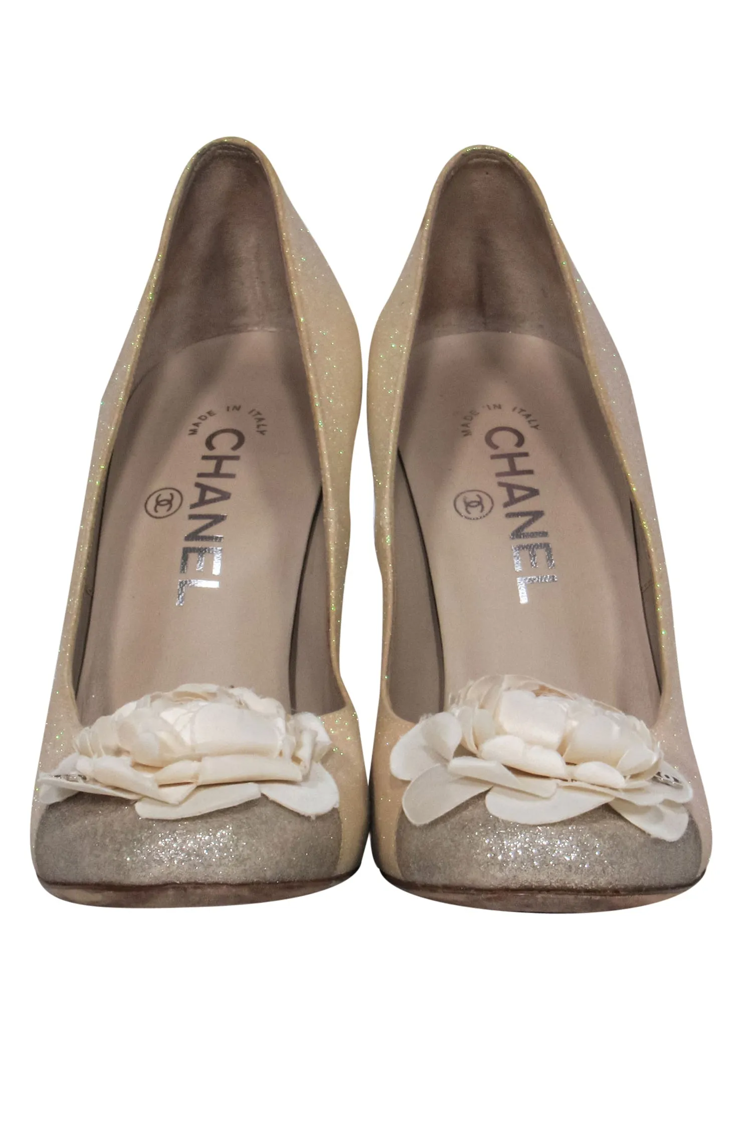 Chanel - Champagne Sparkly Rosette Pumps Sz 9