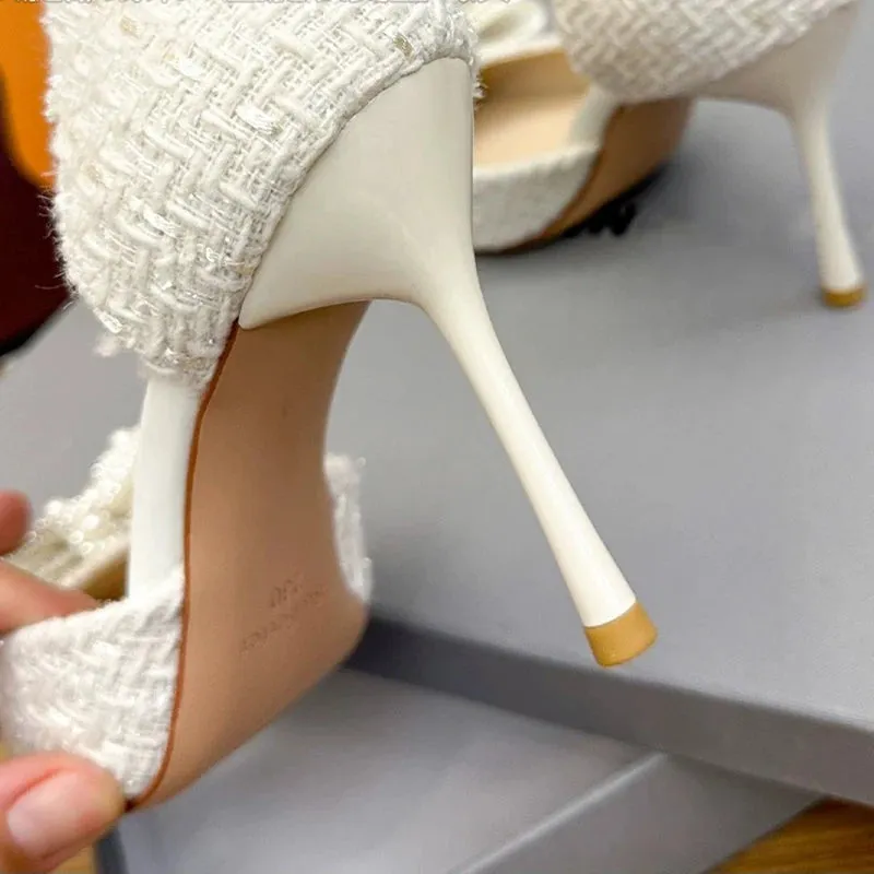 Crystal Bow Sequin Cloth Heels