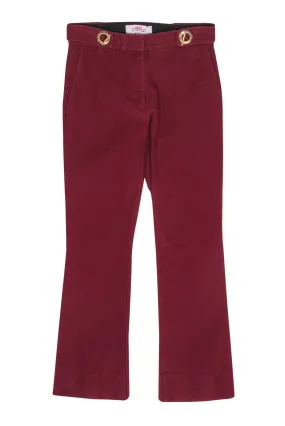 Derek Lam 10 Crosby - Deep Red Bootcut Stretchy Jeans w/ Gold-Toned Hardware Sz 4