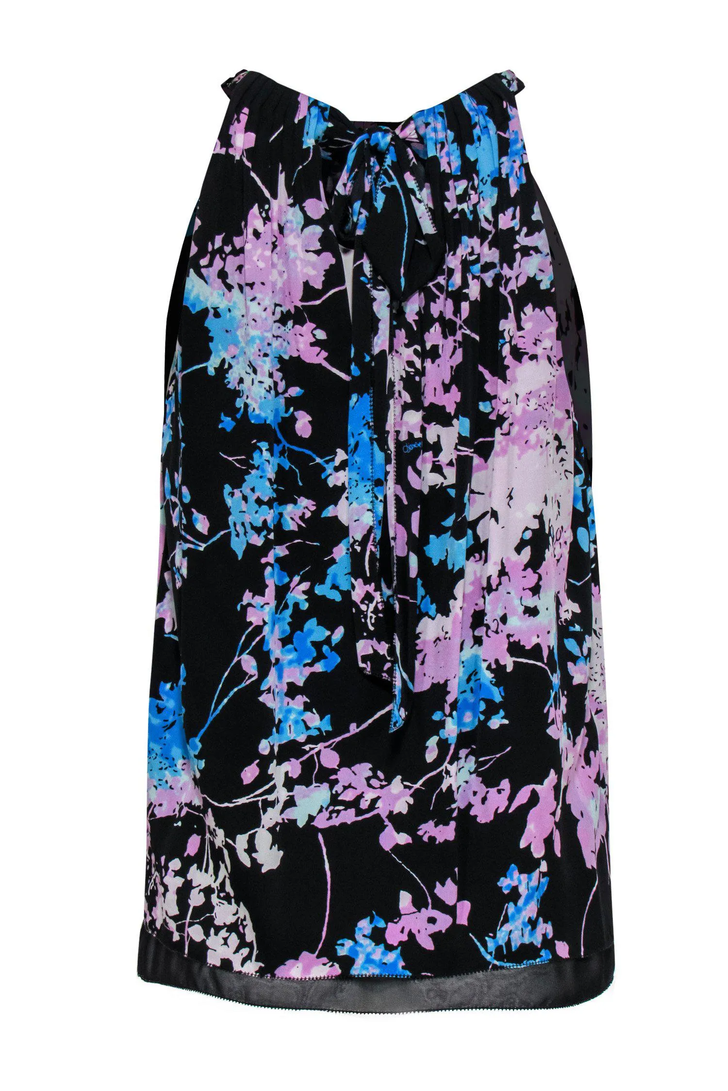 Diane von Furstenberg - Black, Purple & Blue Floral Print Tank Sz S