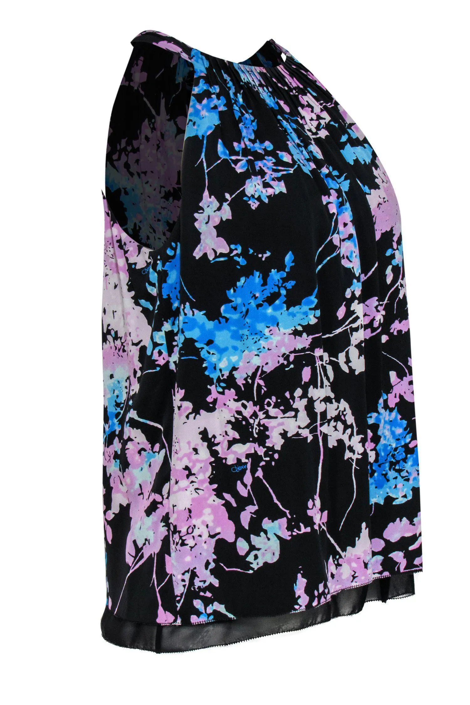 Diane von Furstenberg - Black, Purple & Blue Floral Print Tank Sz S