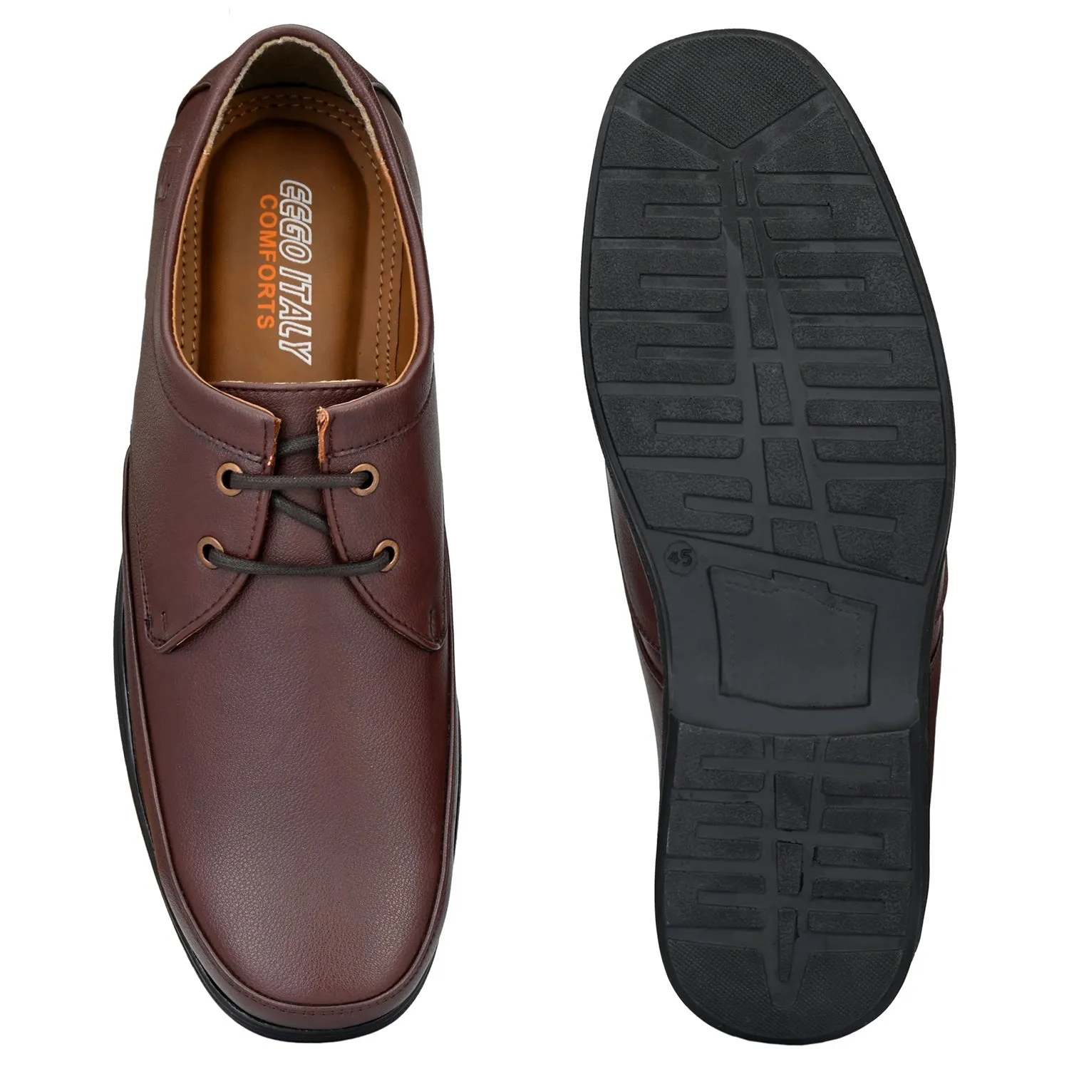 Eego Italy Plus Size Light Weight Comfortable Formal Shoes GT-10-BROWN