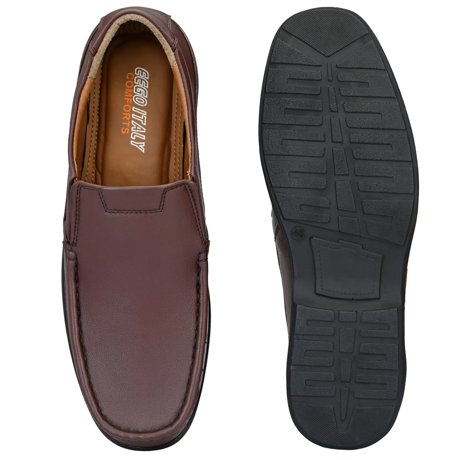 Eego Italy Plus Size Light Weight Comfortable Formal Shoes GT-9-BROWN