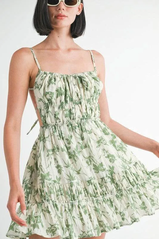 Emory Park Tiered Mini Floral Dress With Back Tie