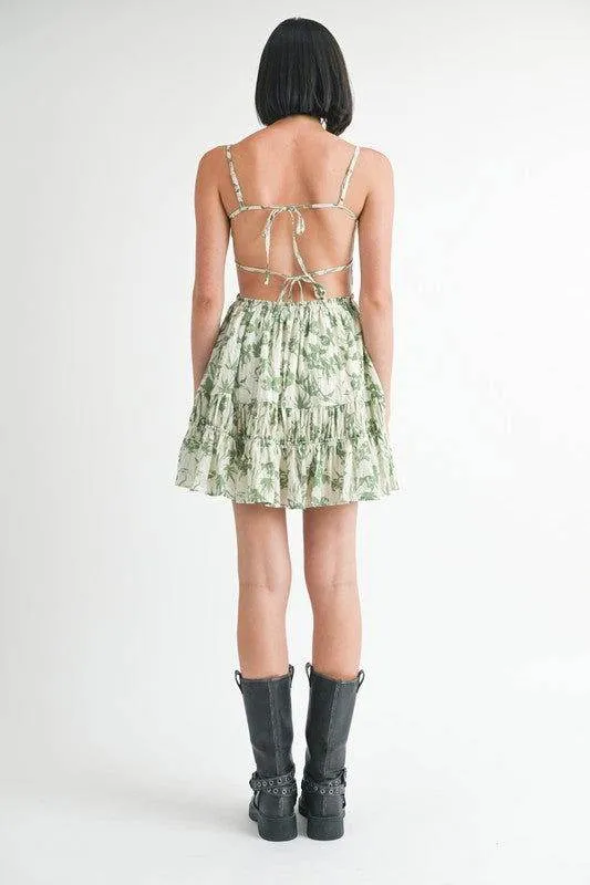 Emory Park Tiered Mini Floral Dress With Back Tie