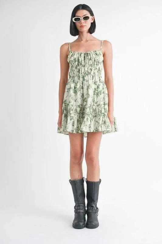 Emory Park Tiered Mini Floral Dress With Back Tie