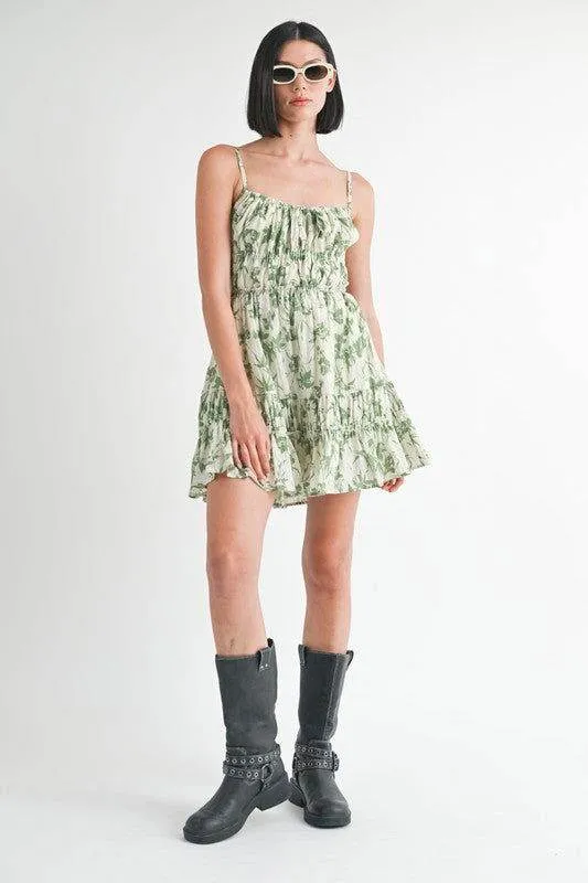 Emory Park Tiered Mini Floral Dress With Back Tie