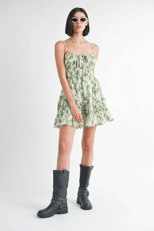 Emory Park Tiered Mini Floral Dress With Back Tie