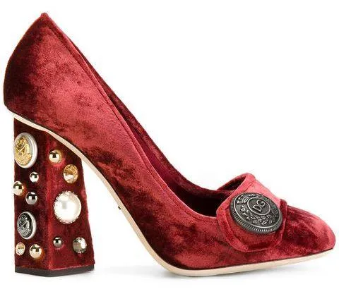 Jackie Velvet Pumps, Red