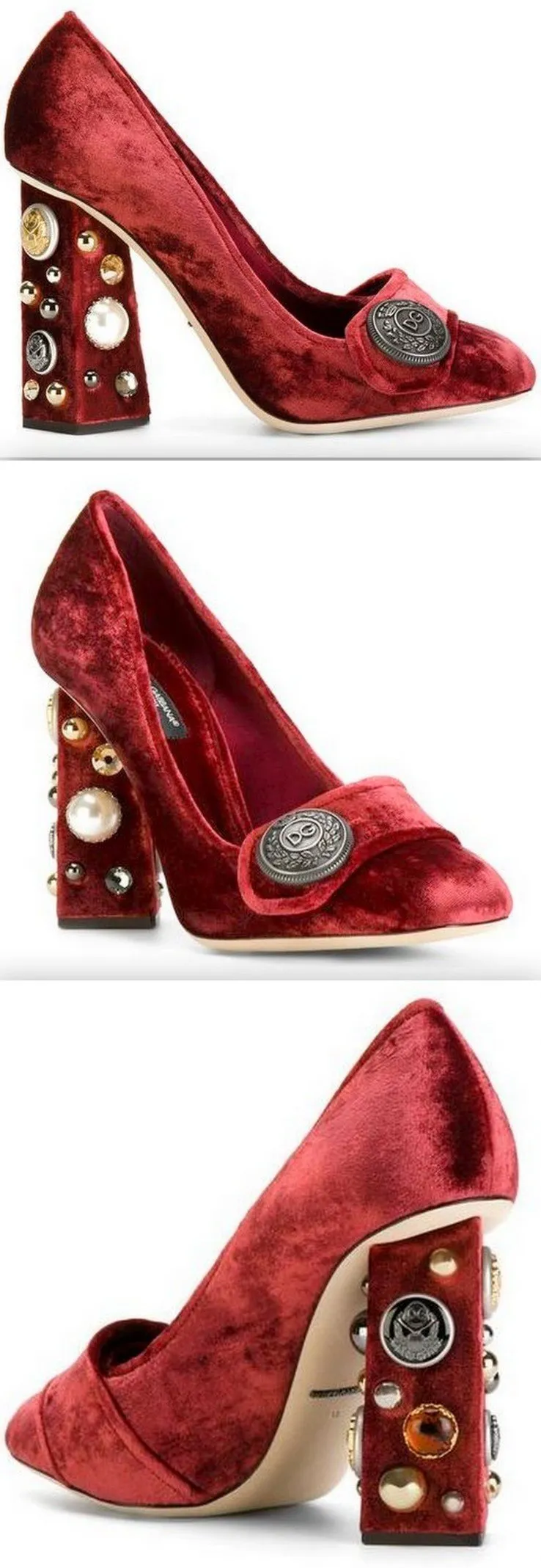 Jackie Velvet Pumps, Red
