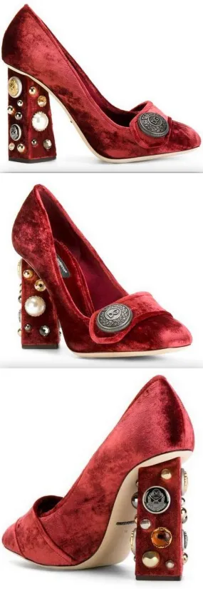 Jackie Velvet Pumps, Red