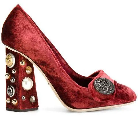 Jackie Velvet Pumps, Red