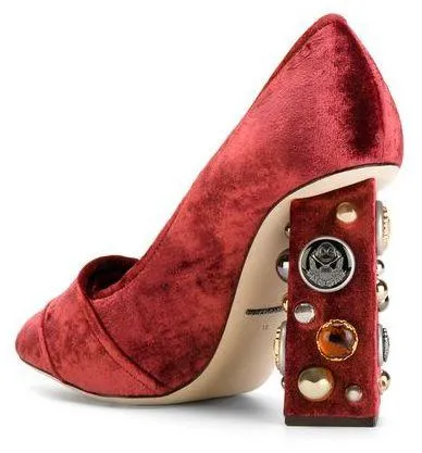 Jackie Velvet Pumps, Red