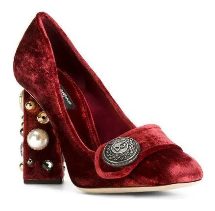 Jackie Velvet Pumps, Red