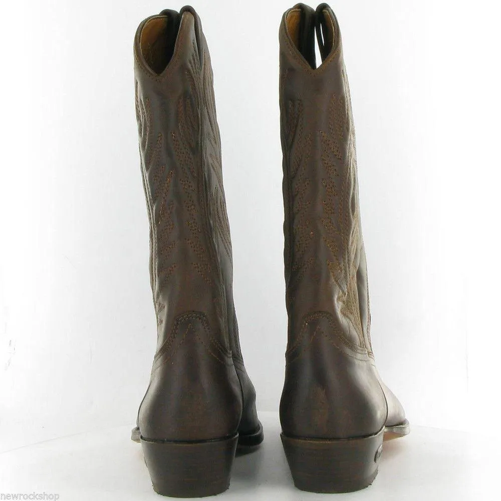Loblan 194 Brown Waxy Leather Cowboy Boots Hand Made Classic Men Western 0194