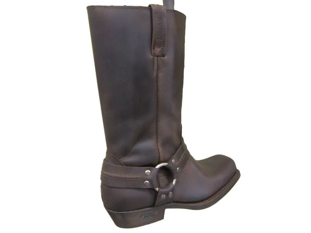 Loblan 295 Brown Waxy Leather Mens Biker Boots Classic Cowboy Square Chisel Toe