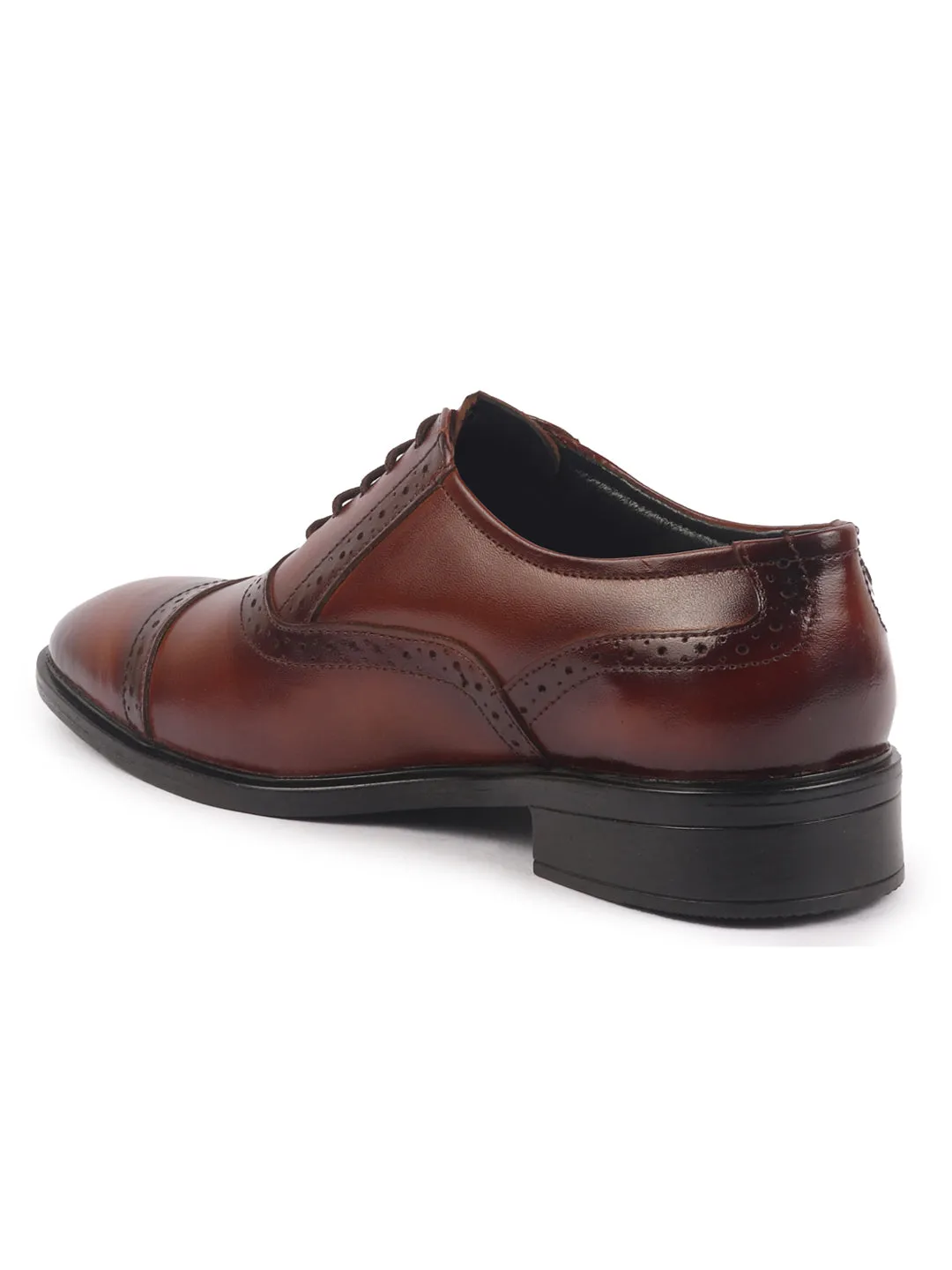 Men Tan Genuine Leather Formal Lace Up Brogue Shoes for Office|Meeting Event Shoes with Comfort