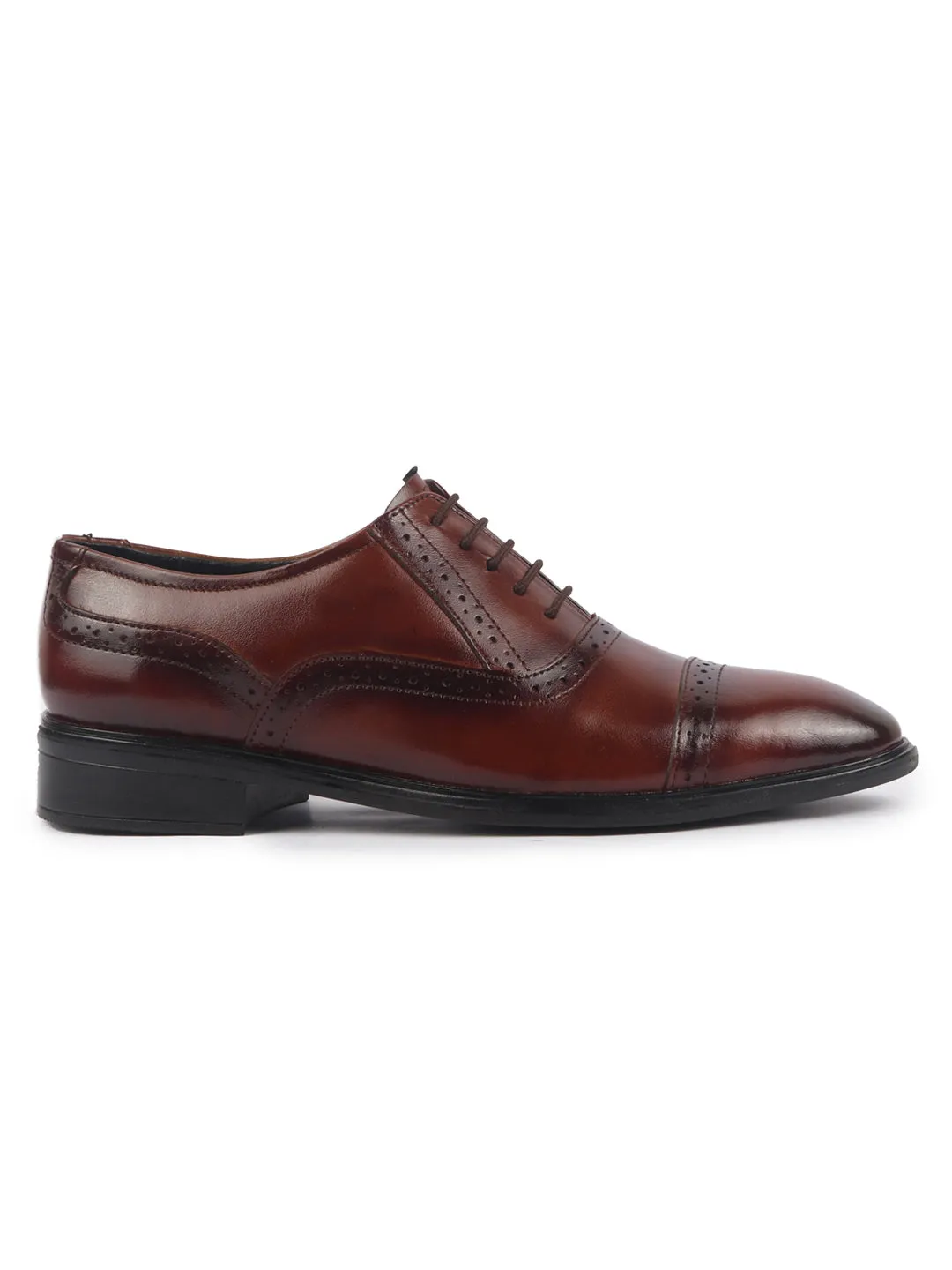 Men Tan Genuine Leather Formal Lace Up Brogue Shoes for Office|Meeting Event Shoes with Comfort