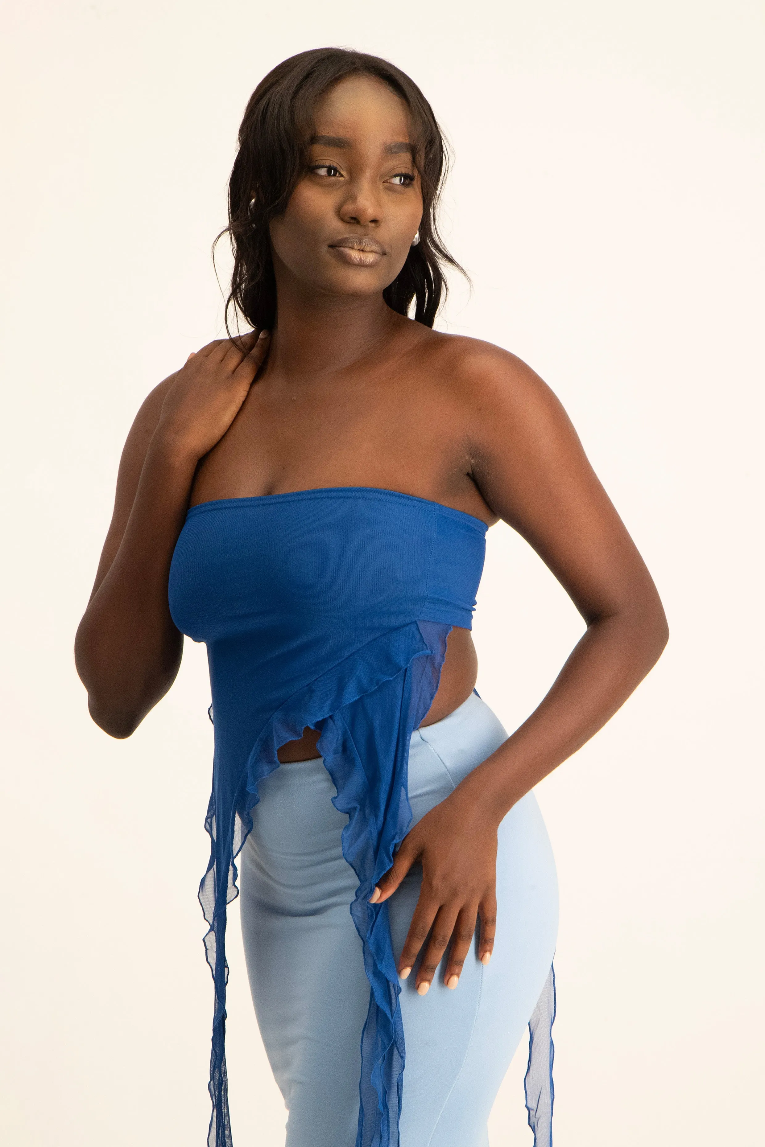 Mesh Ruffle Crop Top