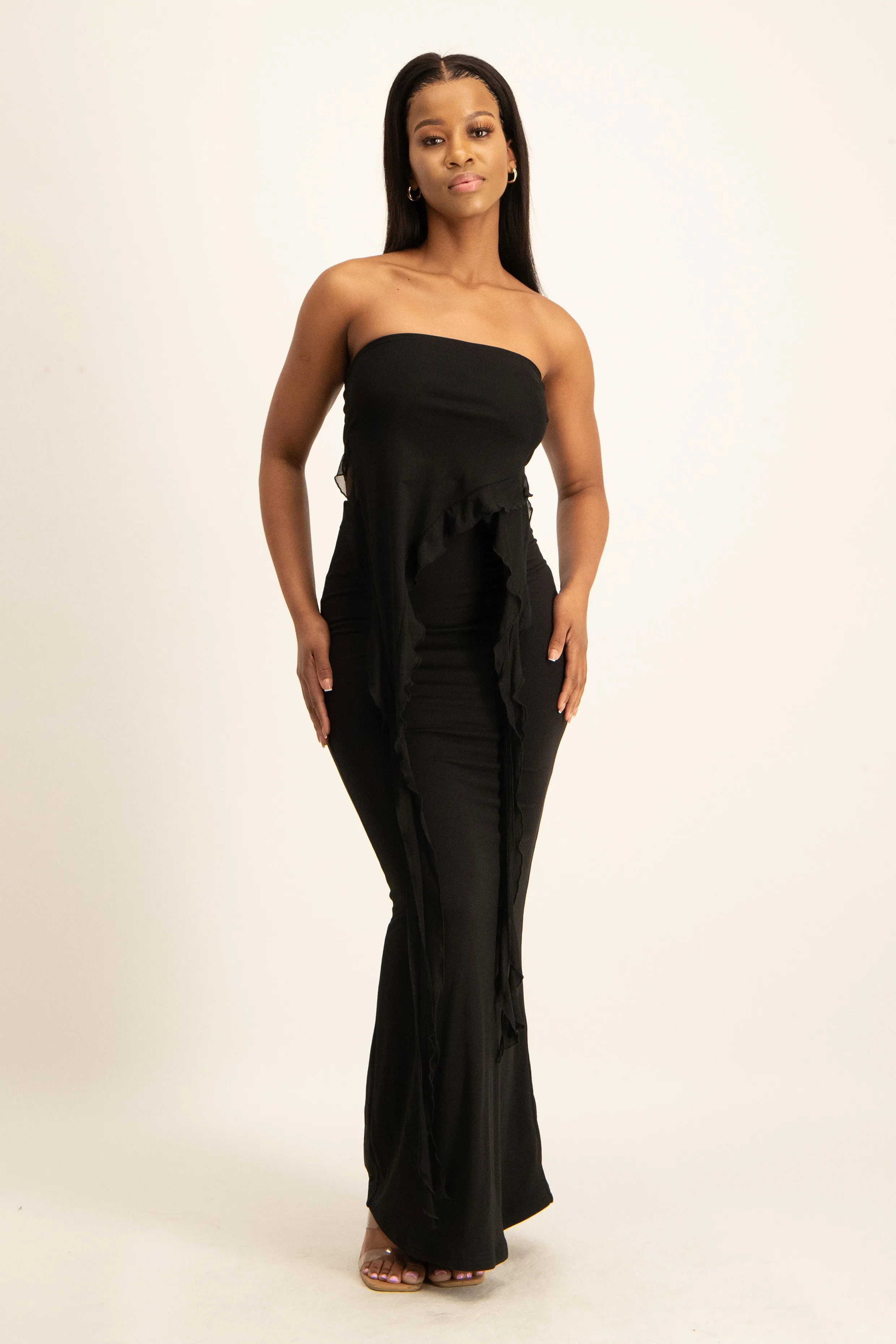 Mesh Ruffle Crop Top