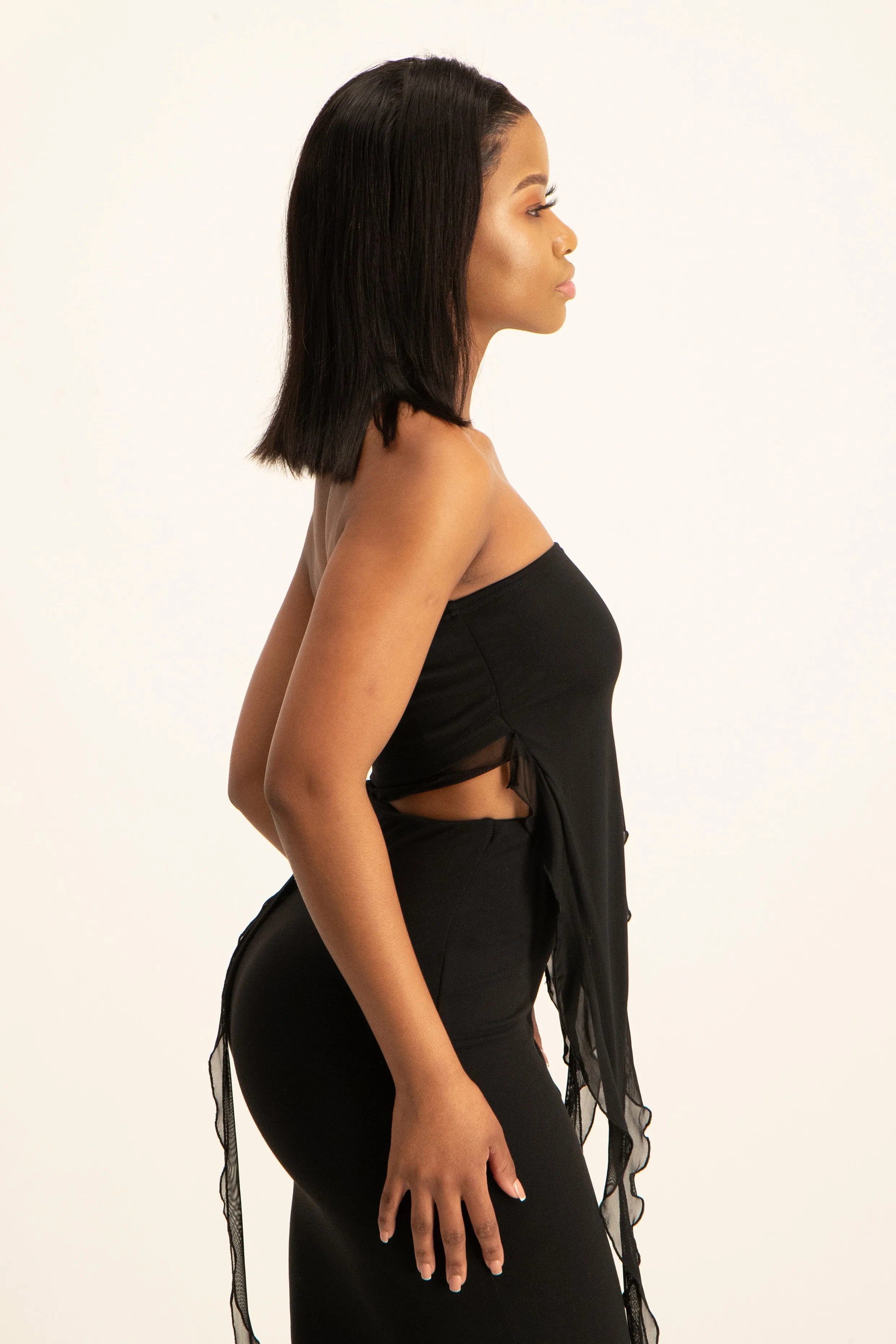 Mesh Ruffle Crop Top