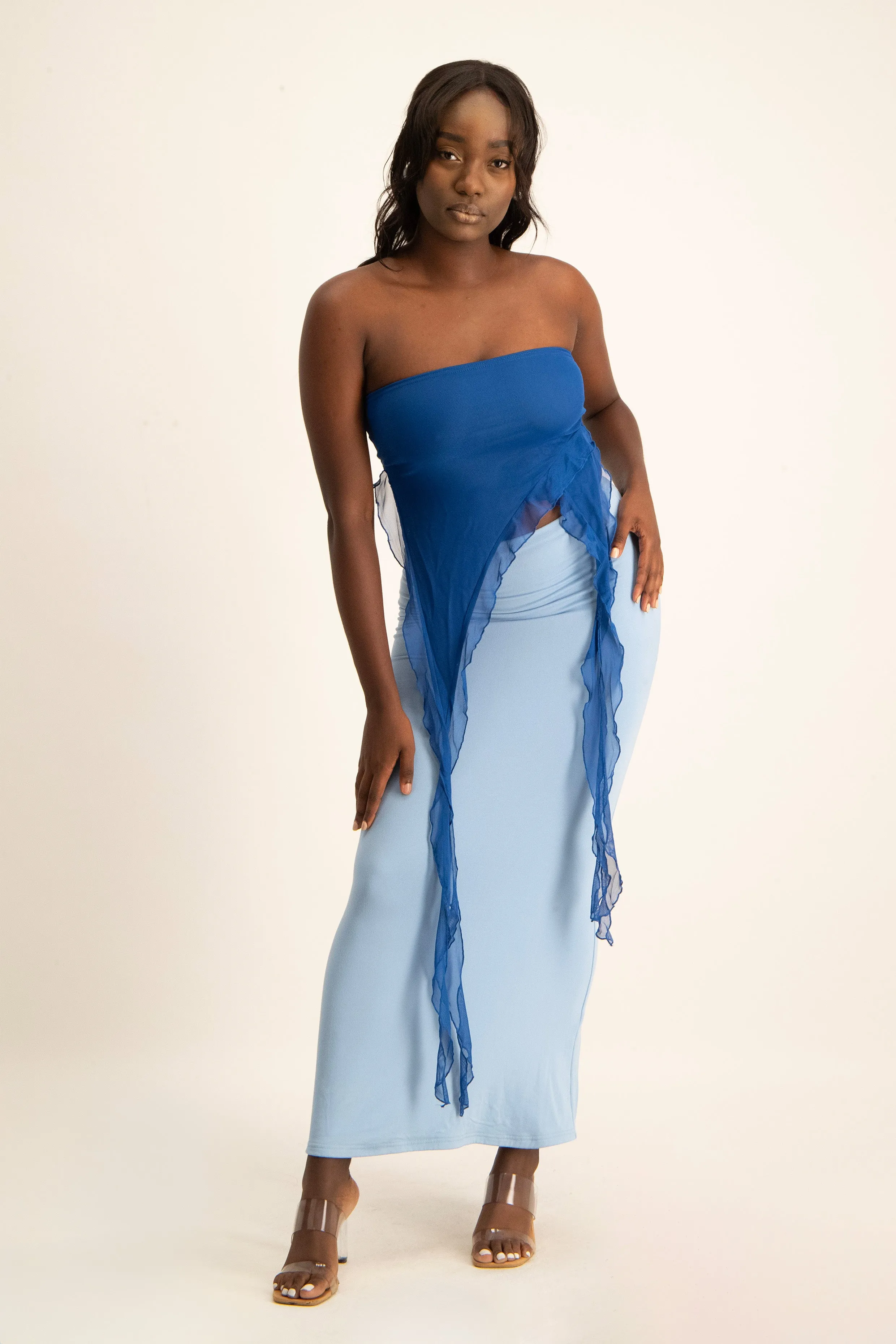 Mesh Ruffle Crop Top