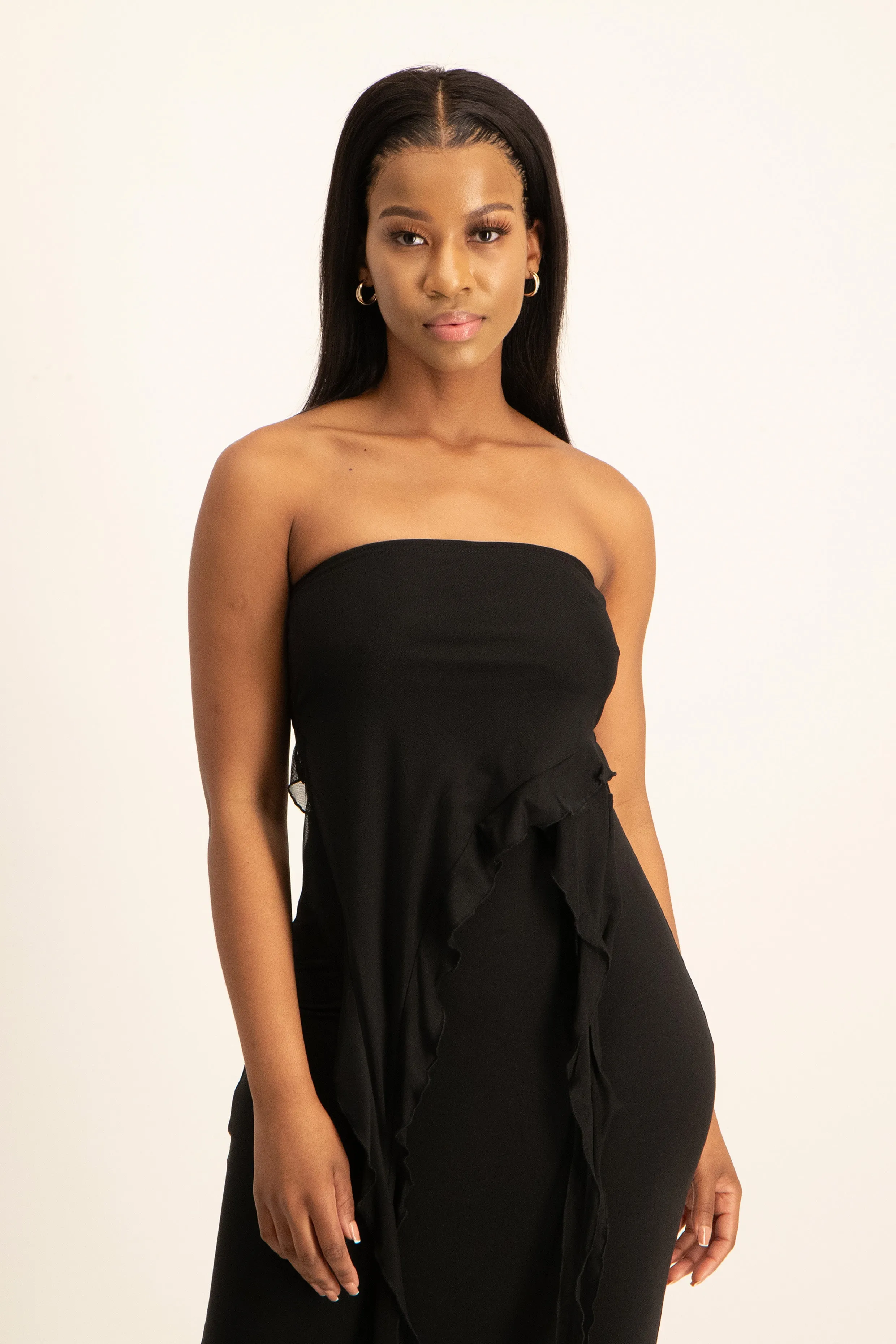 Mesh Ruffle Crop Top