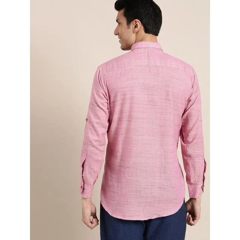 Pink Cotton Men Shirt