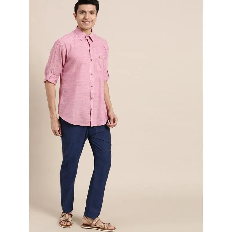 Pink Cotton Men Shirt