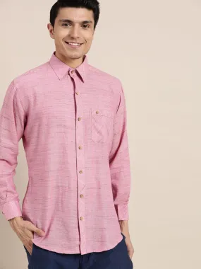 Pink Cotton Men Shirt