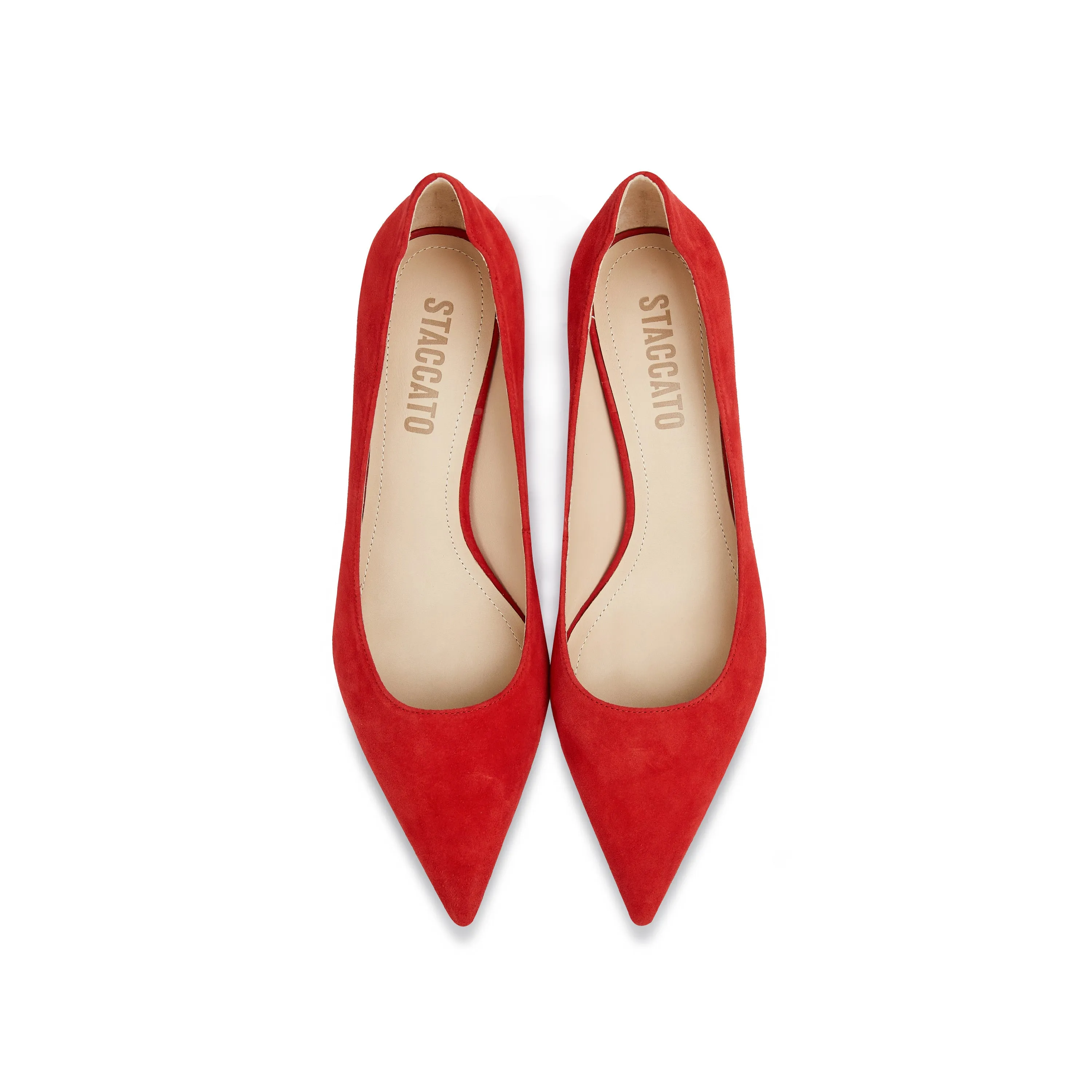 Red Suede Pointy Pumps