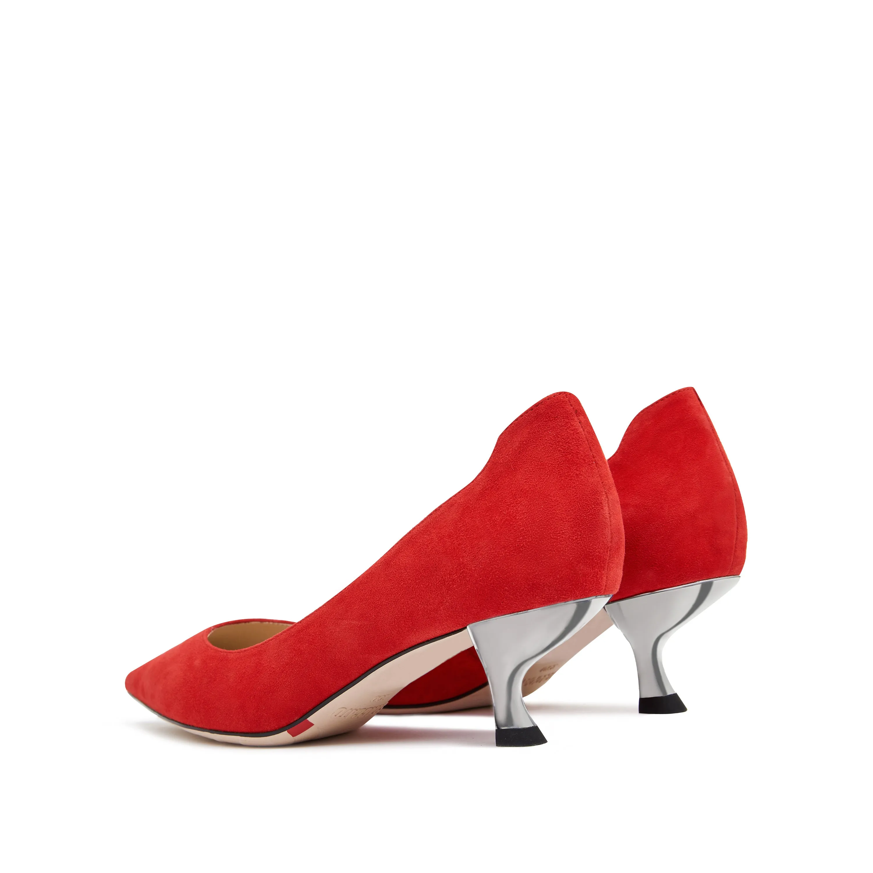 Red Suede Pointy Pumps