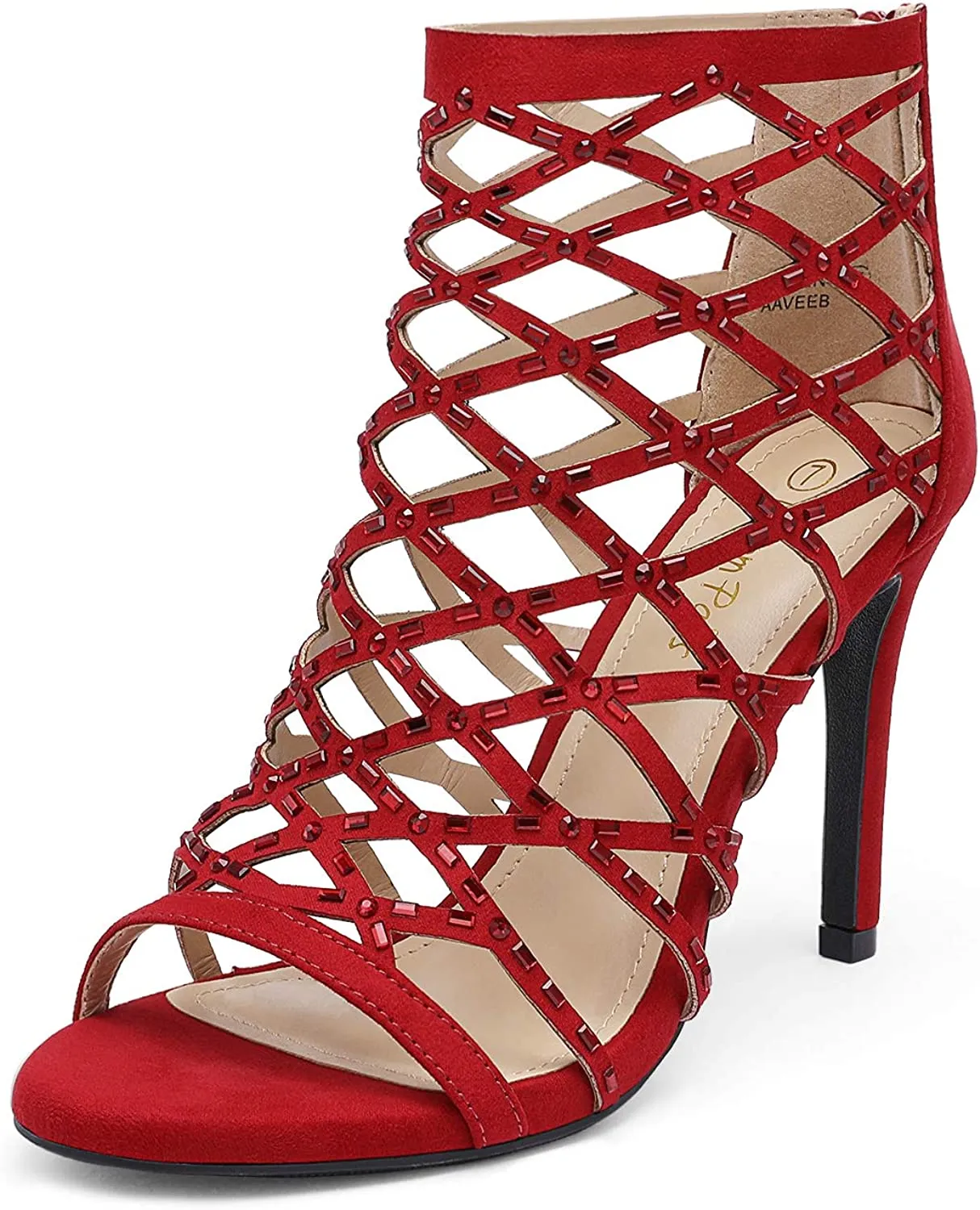 Red Womens Crisscross Strap Stiletto Sandals