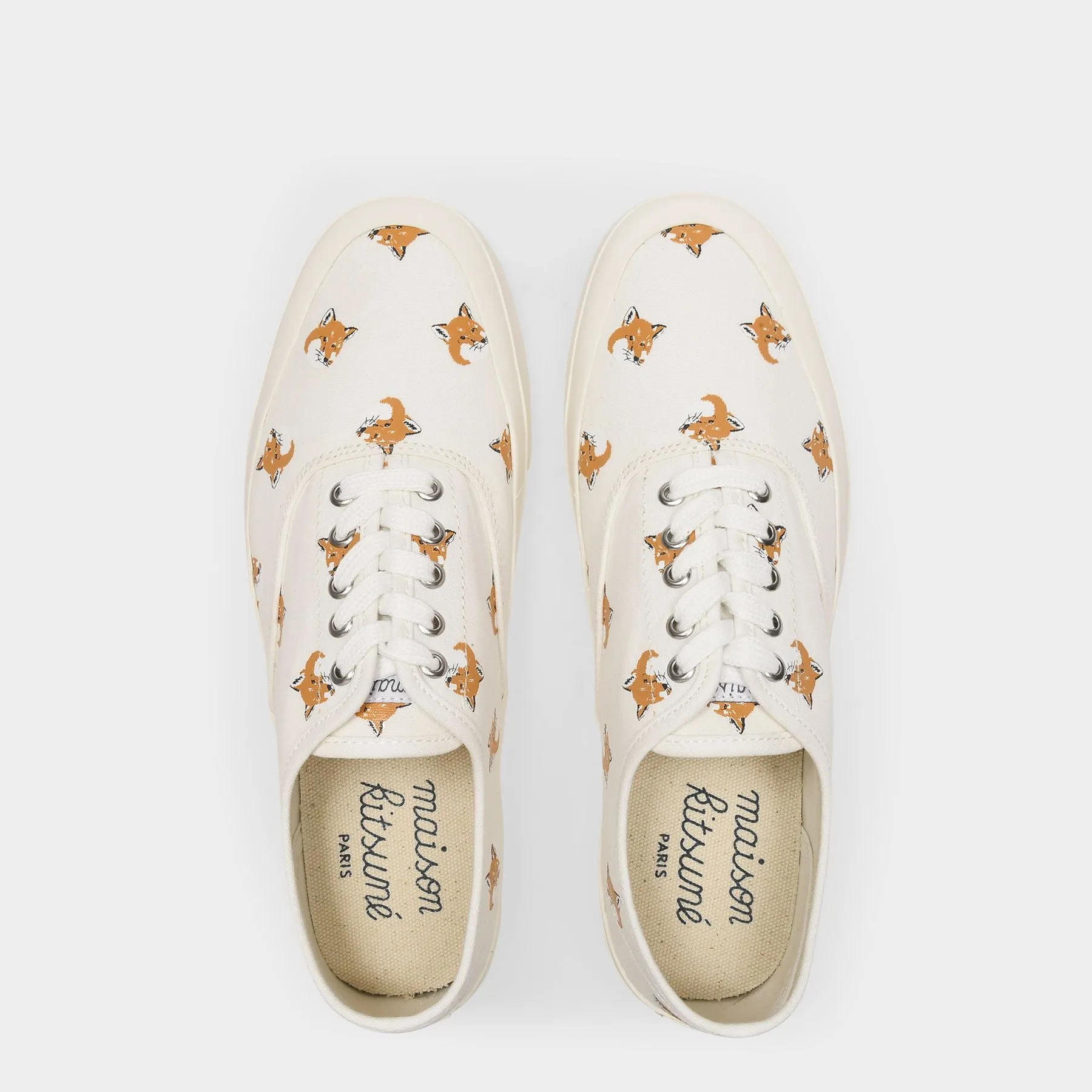 Sneakers All Over Fox Head en Toile Blanche