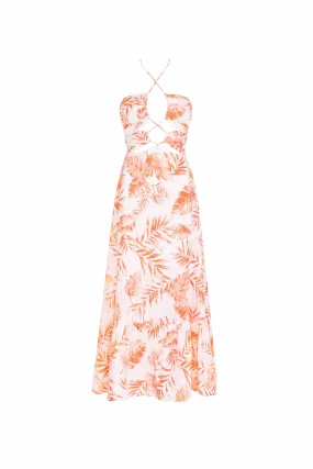Talulah Orange Print Halter Neck Midi Dress