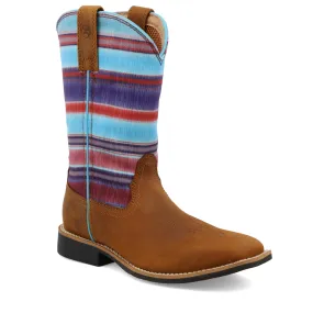 Twisted X Kids Distressed Saddle & Blue Multi Hooey Western Boot YHY0011