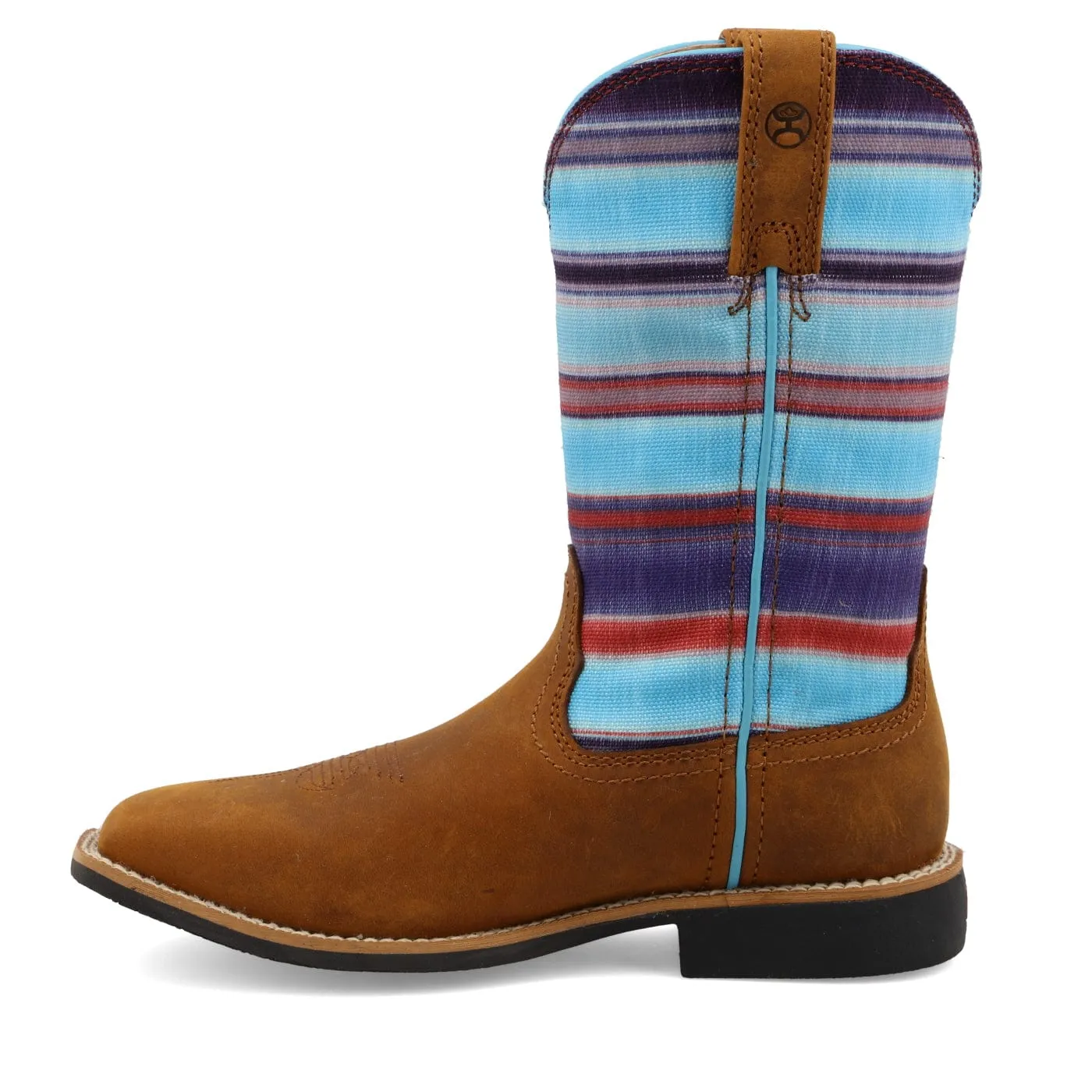 Twisted X Kids Distressed Saddle & Blue Multi Hooey Western Boot YHY0011
