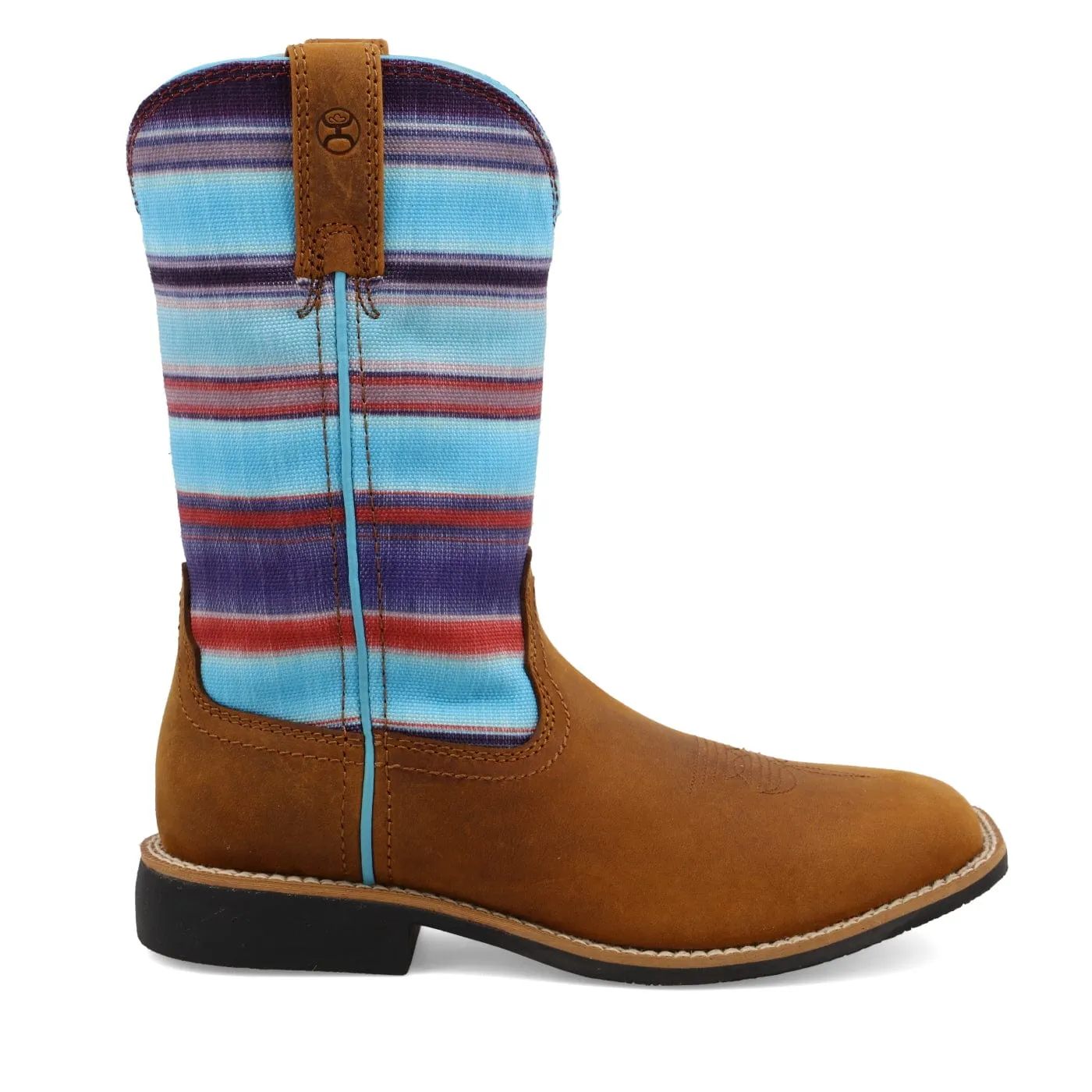 Twisted X Kids Distressed Saddle & Blue Multi Hooey Western Boot YHY0011