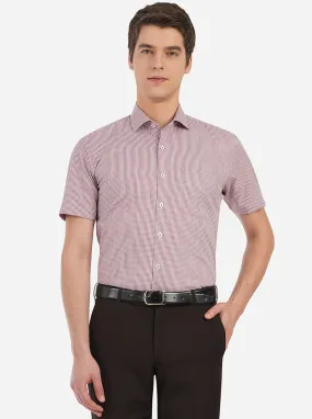 White & Maroon Checked Regular Fit Formal Shirt | JadeBlue