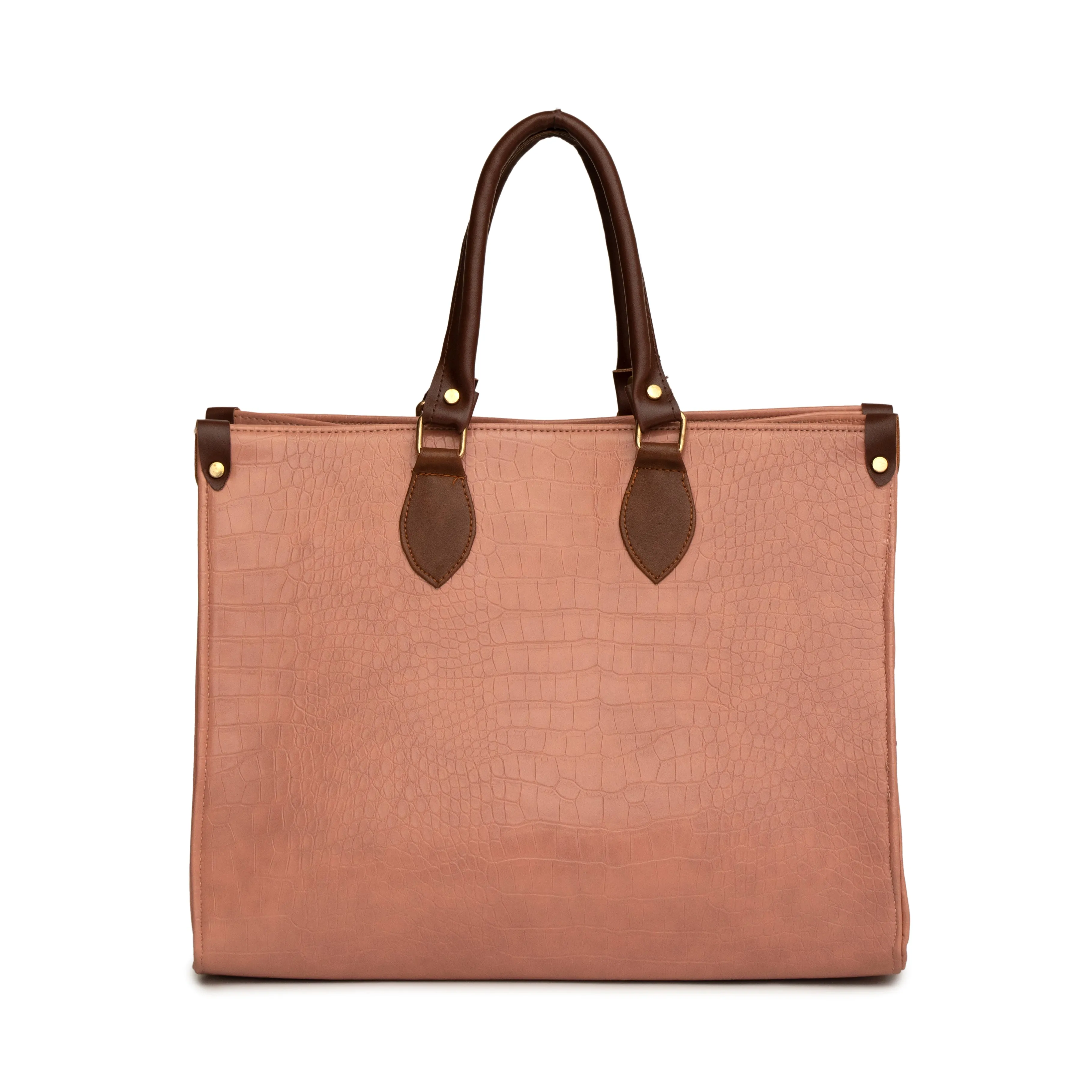 Women brown textured shoulder twin office bag