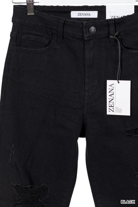 ZENANA Distressed Cropped Denim