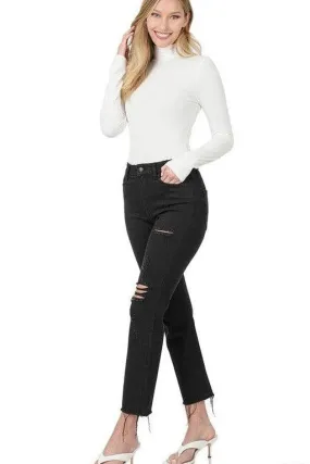 ZENANA Distressed Cropped Denim
