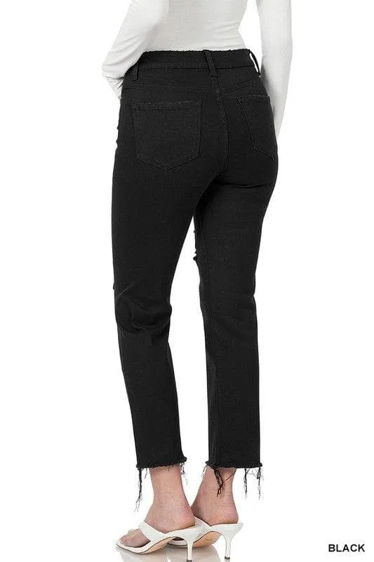 ZENANA Distressed Cropped Denim